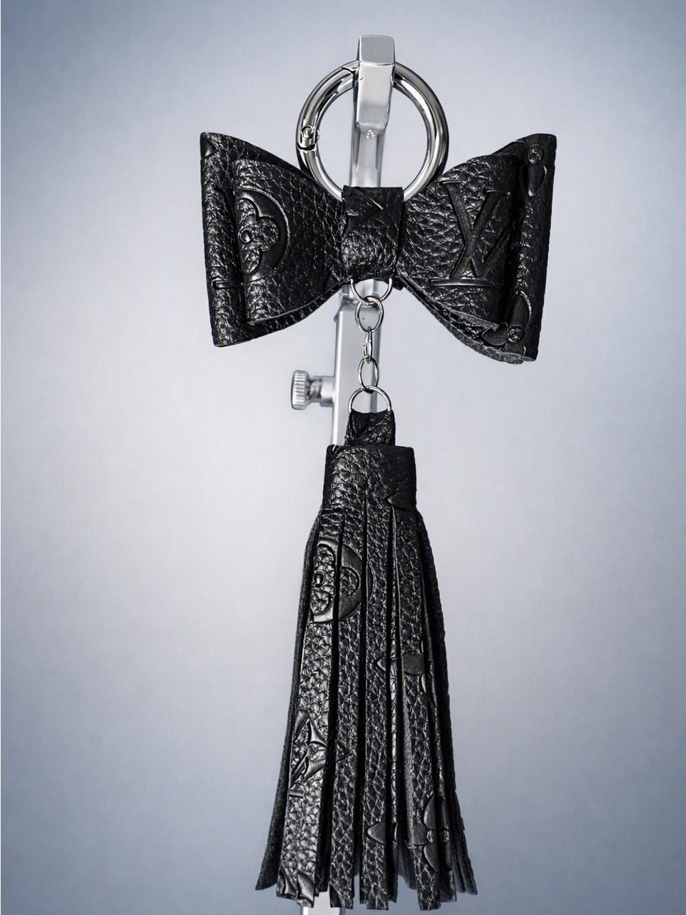 Black Double Sided Bow Keychain with Tassel